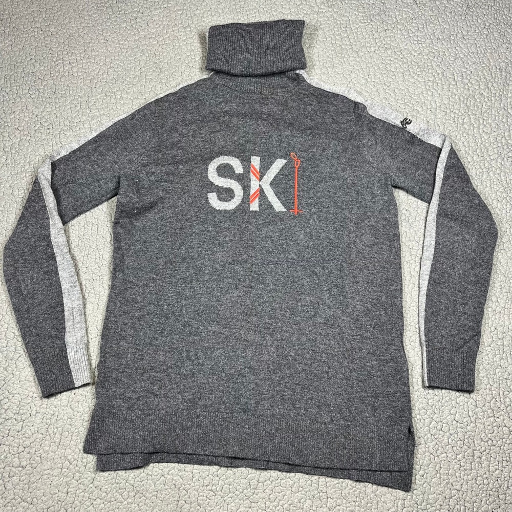 KJUS Women Sweater Snow Merino Cashmere Turtleneck Gray SK Graphic Size 38 M